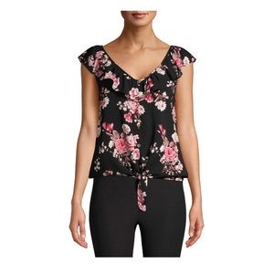 NWT No Boundaries Juniors Ruffle Caged Back Blouse